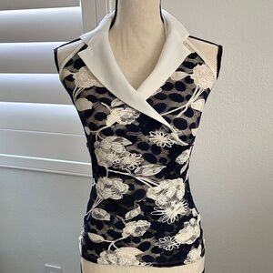 Anne Fontaine Black and White Floral Lace Blouse